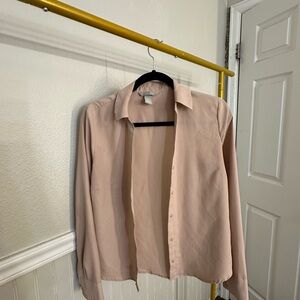 Chic Blush Button-Up Blouse